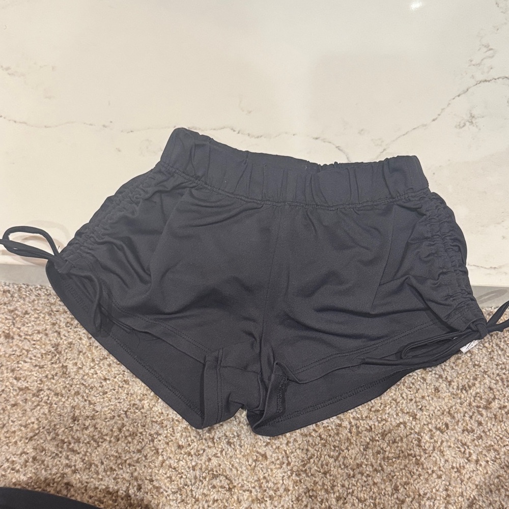Kids Black Dance Shorts with Adjustable Sides